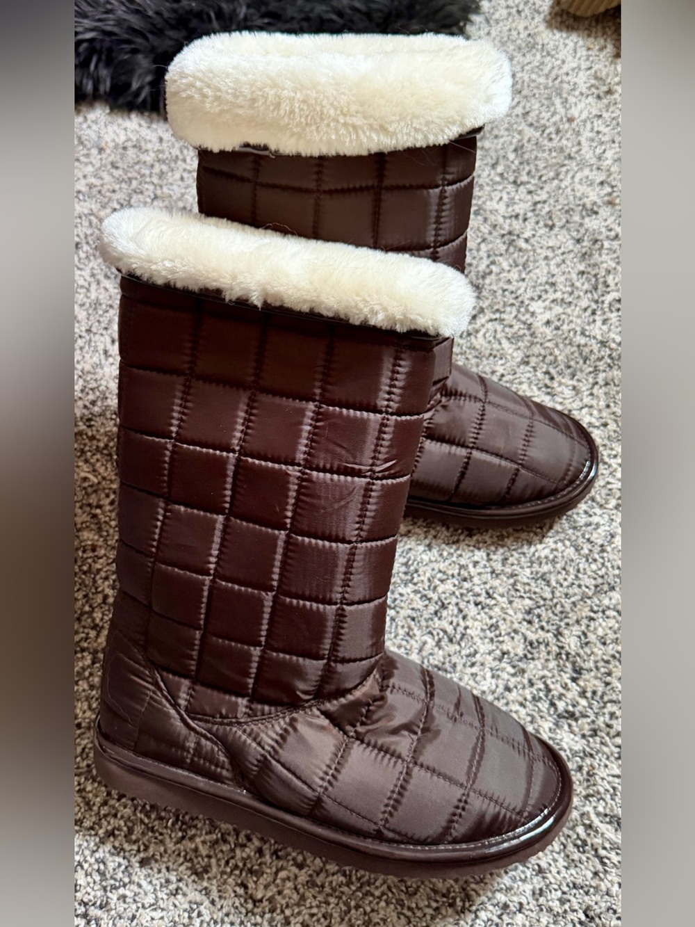 Brown Brown quilted puffer winter boots